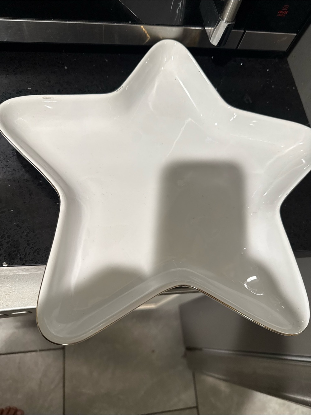 White Star-Shaped Ceramic Serving Bowl